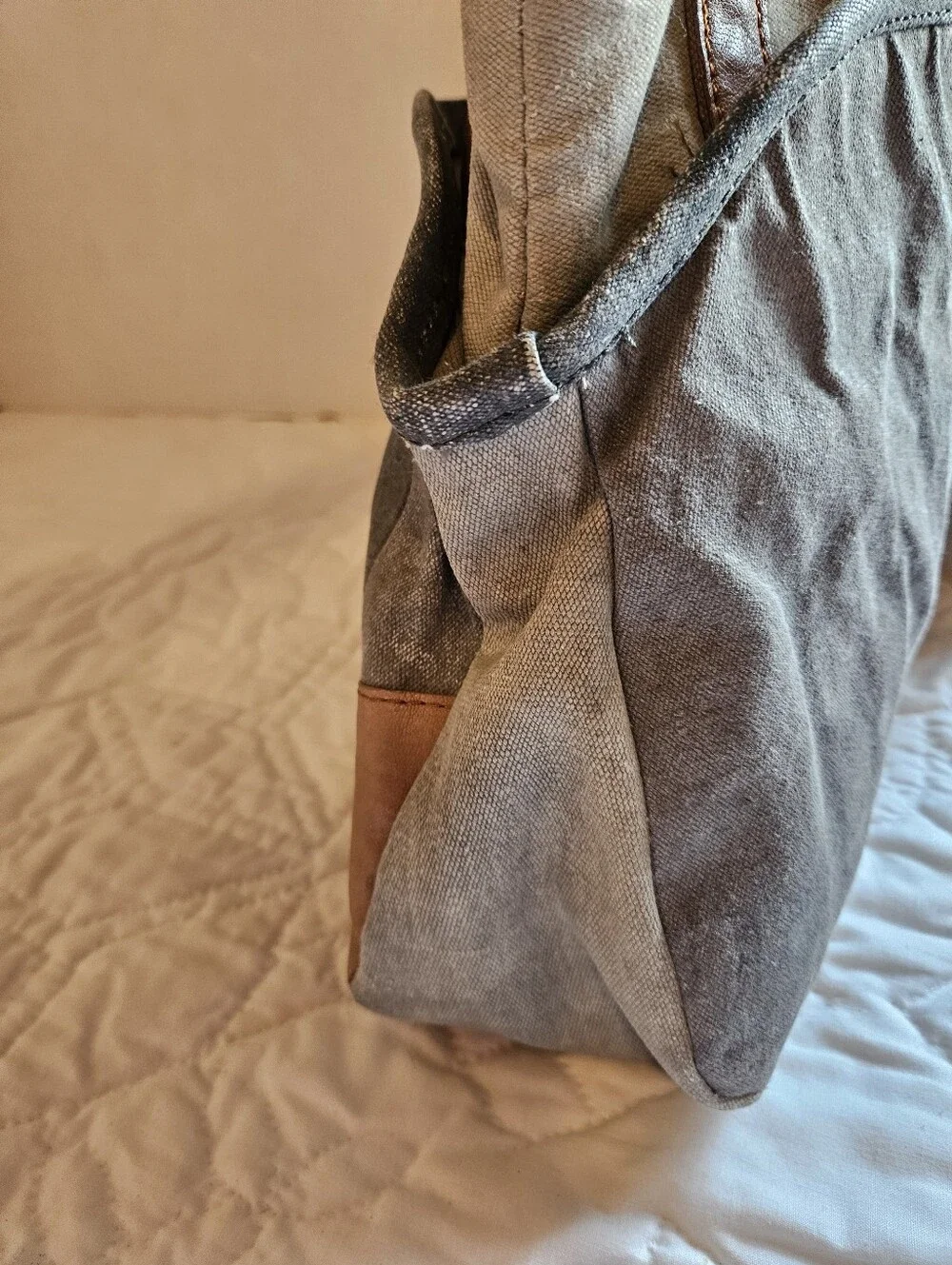 MONA B UPCYCLED CANVAS/ VEGAN LEATHER TOTE